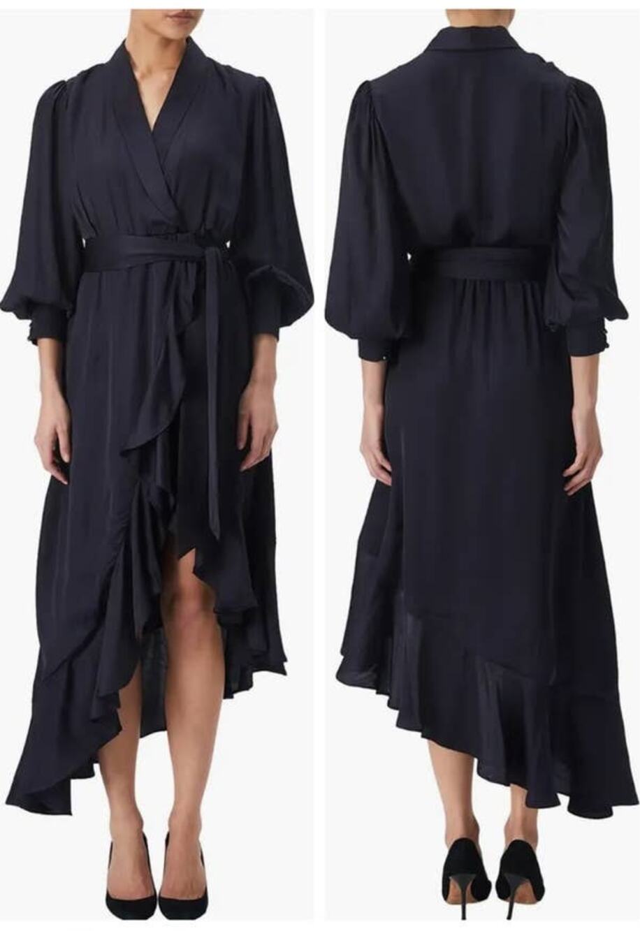 Bardot dress blue Aaliyah Faux Wrap Asymmetric midi